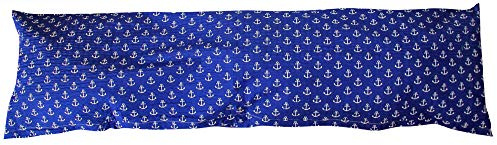 Heubergshop Seersucker Seitenschläferkissen Bezug 40x145cm - Anker in Blau und Weiß - 100% Baumwolle Stillkissenbezug (SB-389-2)