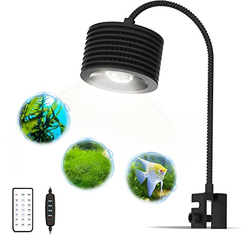 Lominie LED Aquarium Light, 4 Channels Dimmable Plant Tank Light with Gooseneck,Full-Spectrum Nano Fish Tank Light That Can be Timed, for Planted Freshwater Aquarium Fish Tank Refugium