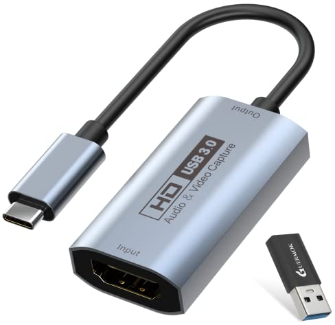 Guermok Tarjeta de Captura de Video, USB 3.0 HDMI a USB C, 4K Full 1080P60FPS Dispositivos de Captura para Videojuegos, transmisión en Vivo, grabadora de Video, para Windows Mac OS System OBS Zoom