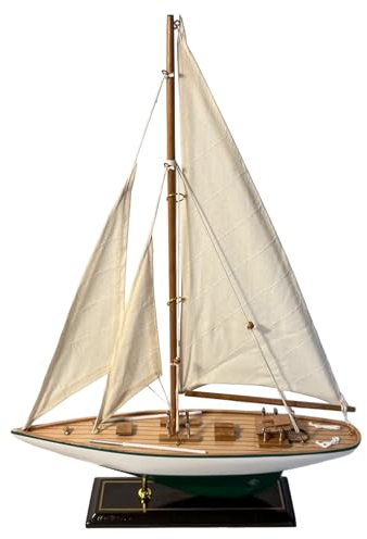 Thorness Detailed 35cm Long Wooden Model J Class Sailing Yacht | Americas Cup Racing Yacht | Nautical Ornament | sail Boat Model | Fully Assembled Model Boat kit