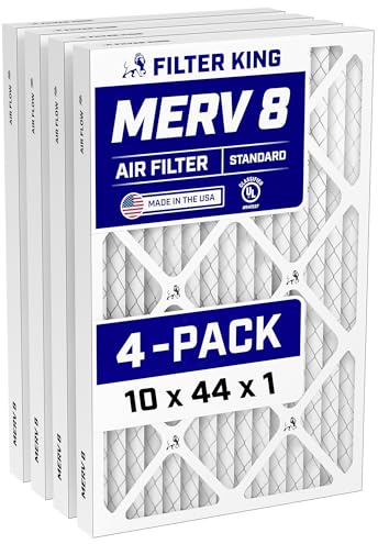 Filter King 10 x 44 x 1 a luftfilter | 4-pack | MERV 8 HVAC veckade A/C ugnsfilter | TILLVERKAD I USA | Faktisk storlek: 25 x 190 cm