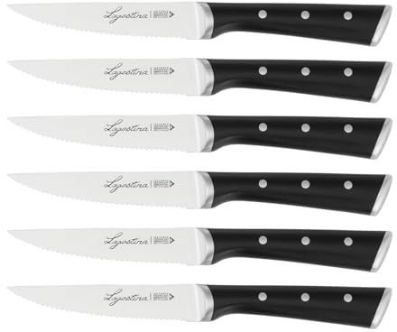Lagostina Iceforce, Set Coltelli da Bistecca, 6 Coltelli in Accaio Inox con Lama Raffreddata, Confezione con 6 Coltelli da Bistecca 11cm, Resistenti alla Corrosione