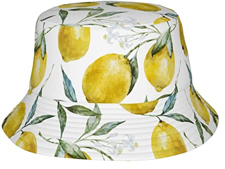 Coordaya Chapeau cloche banane unisexe pour l'extérieur, l'été, la plage, le soleil, la pêche, citron, taille unique