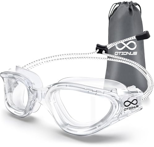 Otionus Swim Goggles, Polarized Adult Swimming Goggles Bungee Strap No Hair Pulling Anti-fog Pool Goggles for Men Women
