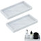 SHBAOCH Badezimmer Tablett, 2 Stück Deko Tablett Weiß Silikon, Badezimmer Aufbewahrungstablett für Seife Handtuch Parfümhalter Kerzen Handtuch(20x10CM)