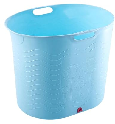 Biniveil Babybadewanne, Kleinkindbadewanne zum Duschen - Hochtemperaturbeständige Komfort-Babybadewanne mit Ablauf - Großer Badezimmer-Baby-Badeeimer für Familienreisen