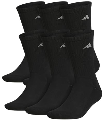 adidas Mens Athletic Cushioned Crew Socks (6 Pairs) Durable & Comfortable