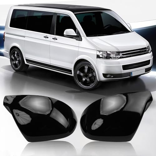 Spiegelkappen Außenspiegel Abdeckkappen Rückspiegelabdeckung Außenspiegelkappe Spiegelgehäuse Spiegelgehäuseersatz schwarz glänzend links und rechts für T5 / T6 / Amarok (schwarz)