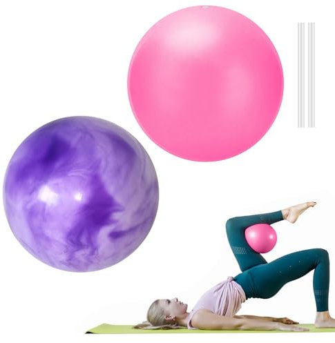 FANWINKJ Gymnastikball Klein,Small Pilates Ball 20 cm Fitnessball Klein,Sitzball,Soft Yoga Ball for Abdominal & Shoulder Training,Balance,Sport,rutschfeste,Superleichter (Wolkiges Violett+Rosa)