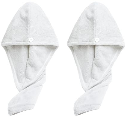 Xkzhrr Toallas para Secar El Pelo, 2pcs Gorro de Pelo Seco para Mujeres, Toalla Pelo Microfibra Anti frizz,Turbante Microfibra Pelo,SúPer Absorbentes de Secado RáPido(Blanco)