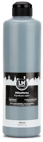 LM-Kreativ Vernice per mobili da 500 ml – antracite – vernice per mobili ad alta copertura per interni ed esterni | Colore per mobili senza fiocchi | Colore per cucina/fronte cucina | Inodore e
