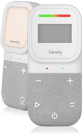 Lionelo Babyline 2.3 Audio-Babyphone mit Nachtlicht, Reichweite bis zu 400 m, LCD-Display, Gegensprechfunktion, EcoVox-Modus, Schlaflieder, Temperaturanzeige, Alarm, Babyphone