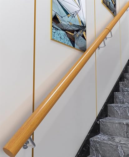 Corrimano in legno per fienili e appartamenti con staffe a muro e viti, Ø5 cm x 240 cm