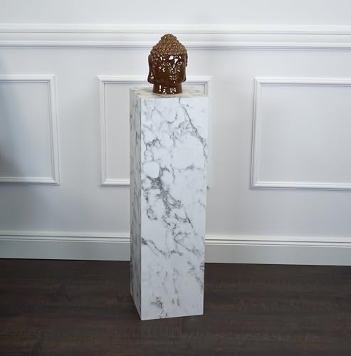 freeroom24, Colonna, colonna decorativa, piedistallo, Ilja, marmo bianco, 30 x 30 x 90 cm