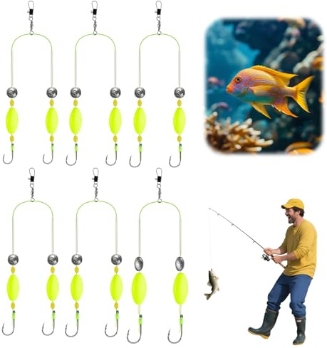 6 stycken dubbelinverterade fiskekroks-set, anti-tangle-fiskekrok, dubbel krok omvänd bottenrig, hållbar delad krok, för kasta, trolling, utomhus, resor, saltvattenfiskare