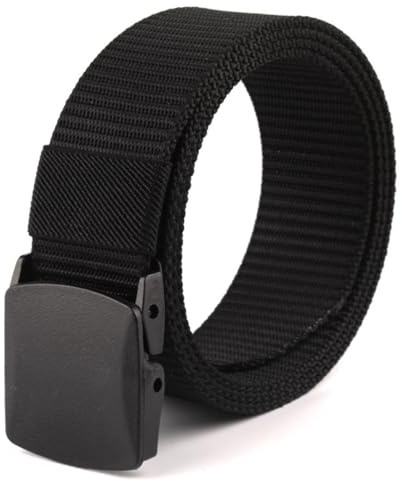 UZYXC Cinturón para Niños sin Metal, Cinturón de Nylon Ajustable y Cordable para Niño, Seguro para pasar por el Control del Aeropuerto, para Viajes, Escuela y Deporte, Color Negro