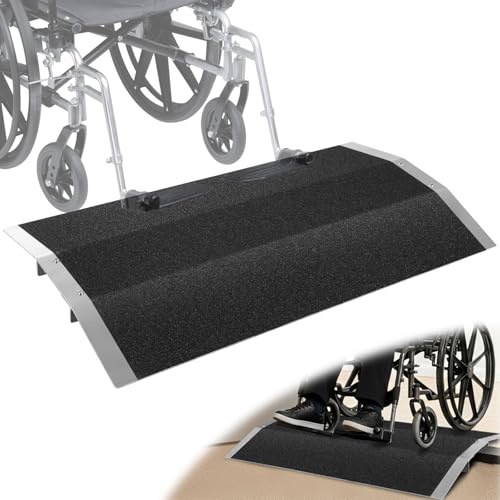 Rampe de seuil de porte en aluminium pour fauteuil roulant, avec supports amovibles, pont de seuil antidérapant, pour fauteuil roulant, déambulateur, tondeuse à gazon, capacité de charge 300 kg