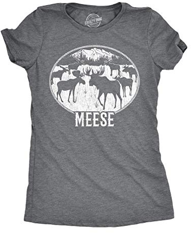Womens Meese T Shirt Funny Moose Hilarious Sarcastic T Shirt Grey XL
