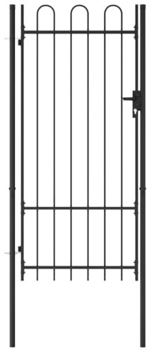 vidaXL Cancello per Recinzione a Singola Anta con Archi Robusto Durevole Privacy con Serratura e Chiavi Ingresso Pedonale in Acciaio 1x2 m Nero