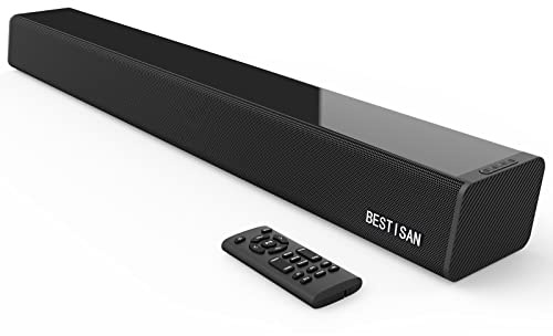 Bestisan - Barra de sonido de 71.1 cm, 80 W con HDMI-ARC, Bluetooth 5.0, conexión óptica coaxial USB AUX, 4 altavoces, 3 ecualizadores, barra de sonido envolvente de 110 dB, sistema de barra de sonido