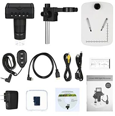 Kit di accessori per microscopio 1. 0x-220x. Microscopio digitale 2.4 LCD 1080P. Con microscopio for stand regolabili Vetrini per microscopio