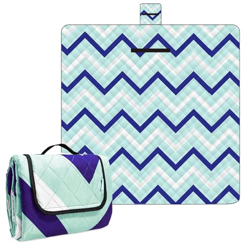 Manta y Picnic Impermeable Lavable, Alfombra Playa Plegable Antiarena, Mantel Picnic Grueso Tela Oxford Antihumedad Ligero Algodón Familiar (200x200, onda)