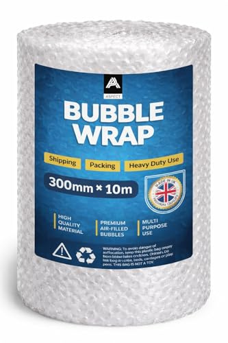 Bubble Wrap 300mm x 10m Premium Quality Bubble Wrap Roll, Small Air Bubbles, Heavy Duty Packing Protection for Moving House, Fragile Items, Shipping, Storage & Industrial Use