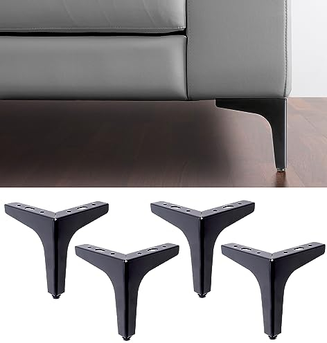 IPEA 4 Pieds de Meuble et Canapé modèle Meta Noir - Lot de 4 Pieds en Métal - Pieds au Élégante Design pour Fauteuils et Armoires - Couleur Noir - Hauteur 130 mm