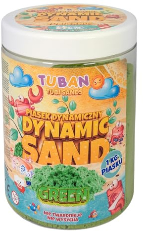 TUBAN Dynamisk sand 1 kg – 1 000 g – kinetisk sand – leksandleksak – för barn – främjar finmotorik – torkar inte – färg grön