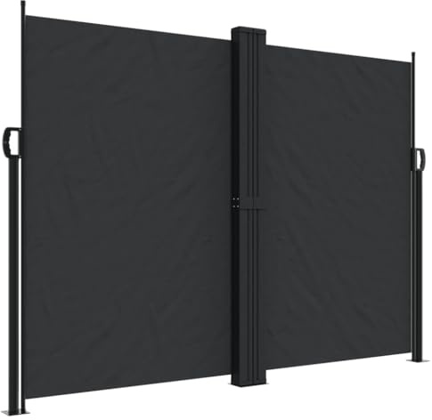 vidaXL Infällbar sidomarkis svart 180x1000 cm, infällbar markis, insynsskydd, fristående insynsskydd, infällbart insynsskydd, infällbart solskydd