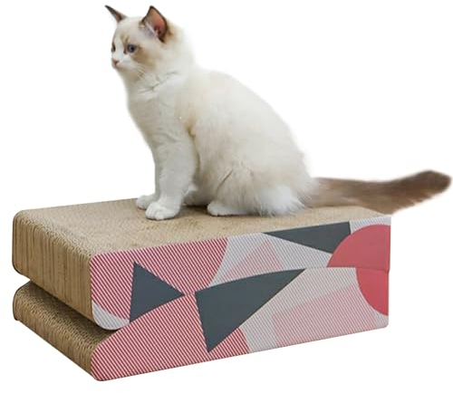 casa pura Kratzbrett Kratzpappe für Katzen Kratzmöbel groß - Kratzmöglichkeiten zur Krallenpflege, Spielen, Schlafen - Katzenbrett, Katzenkratzer, Kratzmatte aus Pappe - Sarabi (25 x 40 x 15 cm)