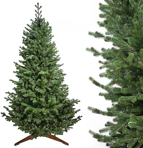 Evergreen Tree® Künstlicher Weihnachtsbaum 150 | 180 | 210 | 230 | 250 cm - Naturgetreue 100% Spritzguss Tannenbaum Künstlich mit Ständer aus Naturholz, Made in EU Christmas Tree