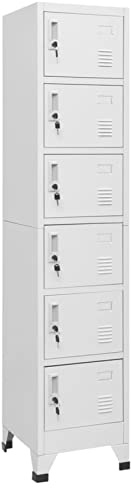 IKAYAA Taquillas Vestuario Armario para Vestuario Taquilla Metálico con 6 Compartimentos Ranuras de ventilación Recubrimiento de Polvo 38x45x180 cm Gris