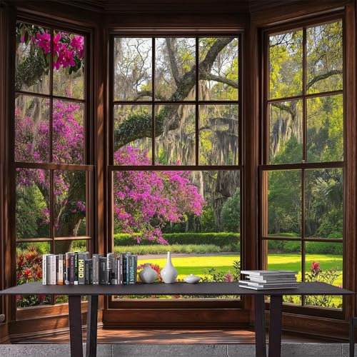 Generico Art Carta Da Parati Finestra in legno marrone Fotomurale Quercia antica 300 x 210 cm Fotomurali Camera Da Letto Ufficio Soggiorno Decorazione Muro Murales Vello Fotomurale