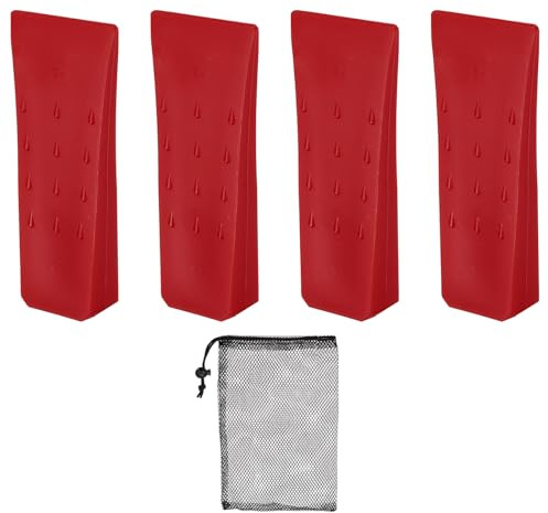 QUARKZMAN Cunei da Abbattimento in Plastica 4pz Cuneo Anteriore ABS 152 mm Cuneo Spaccalegna per Legna Alberi Legno con Borsa per Chiave a Percussione Accessori Forestali Foresta, Rosso