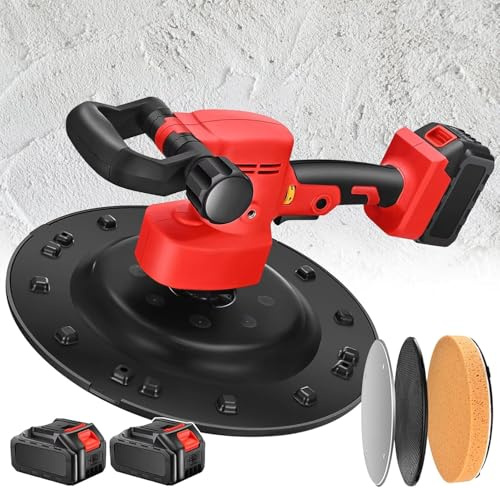 Powerful 1680W Cordless Electric Concrete Trowel, 6-Speed Adjustable (40-300 RPM) Plastering Machine for Smoothing & Polishing Walls, Includes 2 Batteries & 4 Pads