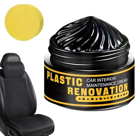 Rénovateur Plastique pour Intérieur Voiture Hydratant pour Plastiques décolorés Effet Noir Brillant & Protection UV sans Rayures Nettoie et Protège Tableau de Bord Joints en Caoutchouc Panneaux