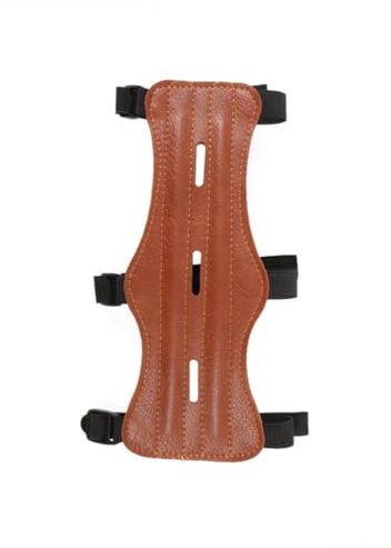 Alipis Archery Arm Guard Forearm Protective Gear with Triple Adjustable Buckle Strap Pu Leather Lightweight and Comfortable for Practice and Hunting