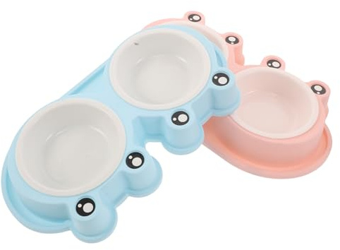 Levemolo 2 Juegos Cuencos Elevados para Gatos y Perros con Diseño de Rana Doble Plato para Comida y Agua Base Antideslizante y Antivuelco Fácil Limpieza y Protección contra Insectos para