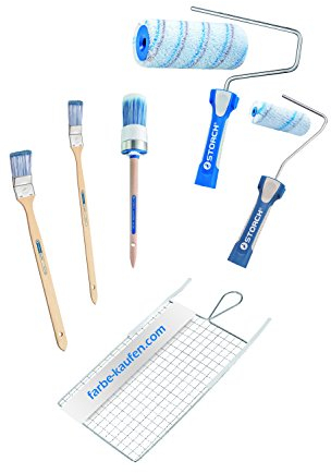 STORCH Profi Malerset für Dispersions-Silikatfarben Innen 8-teilig hochwertig mit Abstreichgitter