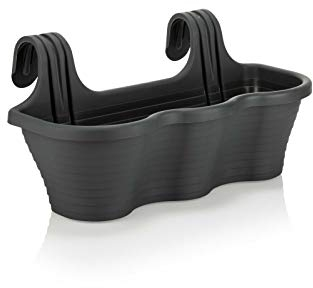 Tamersgifts Large Hanging Planter Plant Pots Trough Garden Fence Balcony Railing Flower Pot (Anthracite)