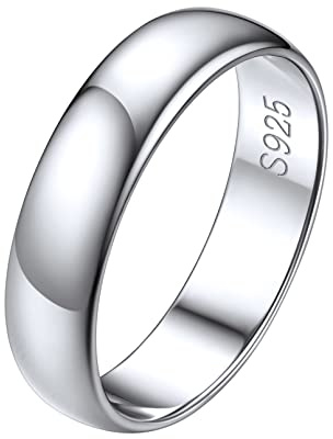 PROSILVER Silver Thumb Rings for Women 925 Sterling Silver Men's Wedding Anniversary Rings 5mm