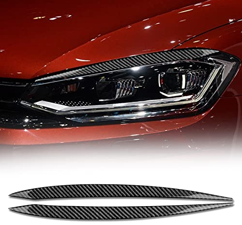 KUNGKIC 2 Stück Kohlefaser Auto Scheinwerfer-Augenbrauenabdeckung AugenbraueAugenlider Dekorative Aufkleber für Volkswagen VW Golf 7 MK7 GTI Zubehör 2013-2017 Headlight Eyebrow Cover Carbon Fiber