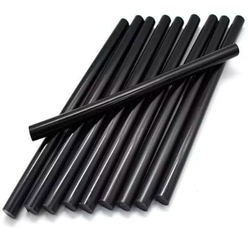 Tradineur - Pack de 48 barras de silicona, pegamento en caliente, modelo universal para pistola termofusible, encolar, bricolaje, artesanía (Negro - 0,7 x 18 cm)