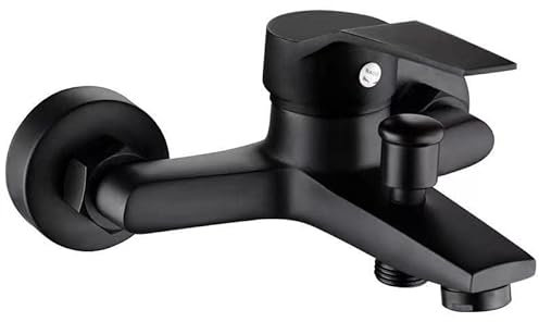 WGNHWJAYT Dusch-Mischbatterie, Dusch-Mischbatterie, Badewannen-Wasserhahn, Wandmontage-Wasserhahn, Messing-Warm- und Kalt-Duscharmatur-Mischbatterie, Wohnmobil-Badewannen-Wasserhahn, schwarz A