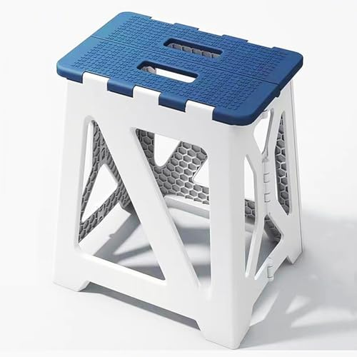 GOYUWEN Foldable Bath Shower Safety Chair Seat Blue, Foldable and Anti-Slip Bench Bathtub Stool for Elderly or Seniors (Foldable ShowerChair 15.7 H Blue Seat Size 12.4 x 8.3“)