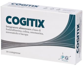 Cogitix | Integratore 100% naturale per memoria, concentrazione e funzioni cognitive | Con omotaurina, fosfatidilserina, colina, bacopa, resveratrolo e vitamine B | PG Pharma