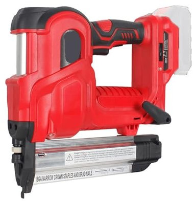 TIEOAXFT Cordless Nail Gun Electric Stapler Efficient Rechargeable Woodworking Nailing Machine Suitable with Lithium Battery(Red)