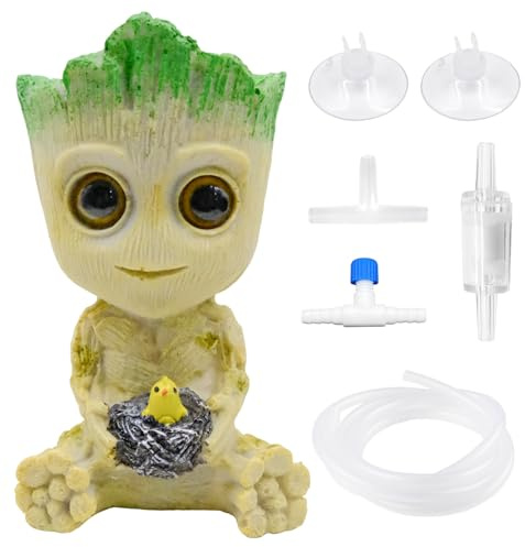 Fahibin Groot Figura de Resina Decoracion Acuario, Groot Decoración de Acuario, Decoración de Burbujas de Aire Groot para Acuario para Acuarios de Agua Dulce y Salada