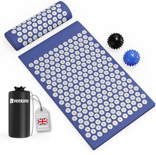 Acupressure Mat & Pillow Set, Spiky Acupuncture Massage Mat for Back, Neck & Shoulder Pain Relief, Muscle Relaxation & Stress Relief, Includes Travel Bag for Men & Women.